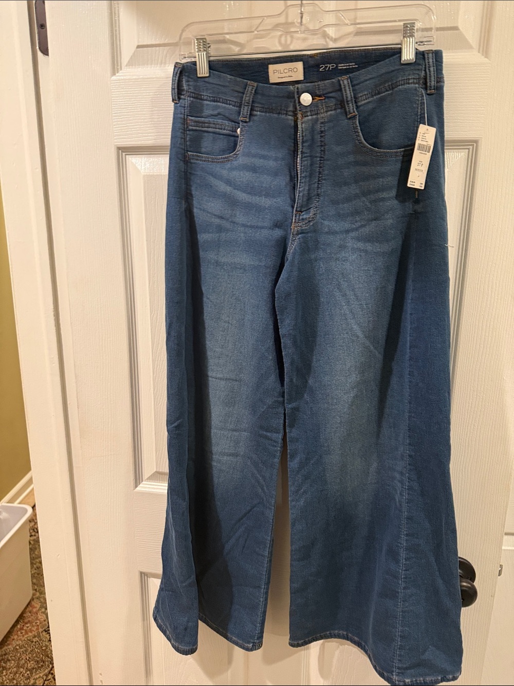 Pilcro Medium Blue Wide-Leg Flare Jeans
